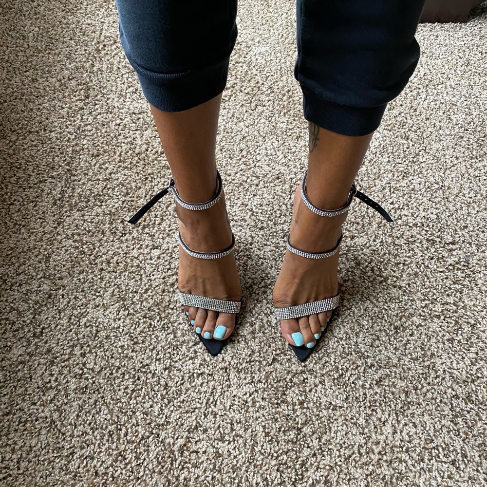 Sexy black crystal encrusted heels